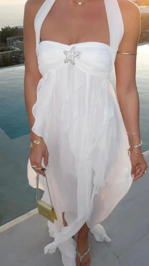 White Chiffon Ruffle Homecoming Dresses Sexy Party Dress, LTP3799
