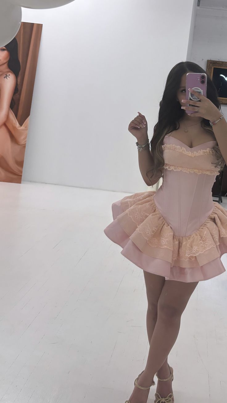 Pink Strapless Birthday Dress Pink Homecoming Dress Short Party Dress