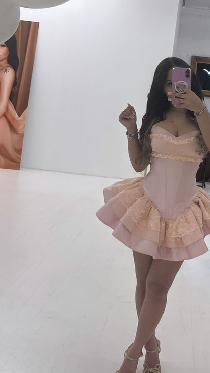 Pink Strapless Birthday Dress Pink Homecoming Dress Short Party Dress