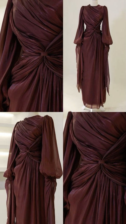 Burgundy Evening Dresses A Line Long Prom Gowns