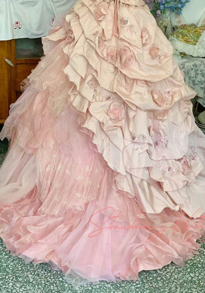 Pink A Line Princess Quinceanera Dress Ball Gown Sweet 16 Dresses