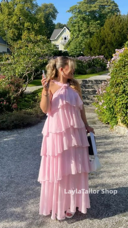 Sweet Pink Halter Party Dresses Homecoming Bridesmaid Dress,LTP3637