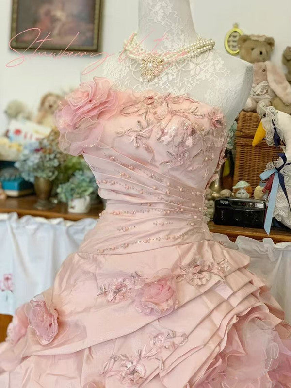 Pink A Line Princess Quinceanera Dress Ball Gown Sweet 16 Dresses