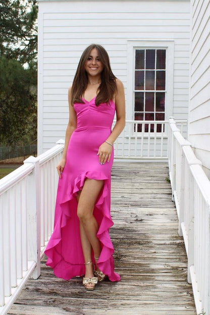 Strapless Green Silk Long Party Dress with Slit