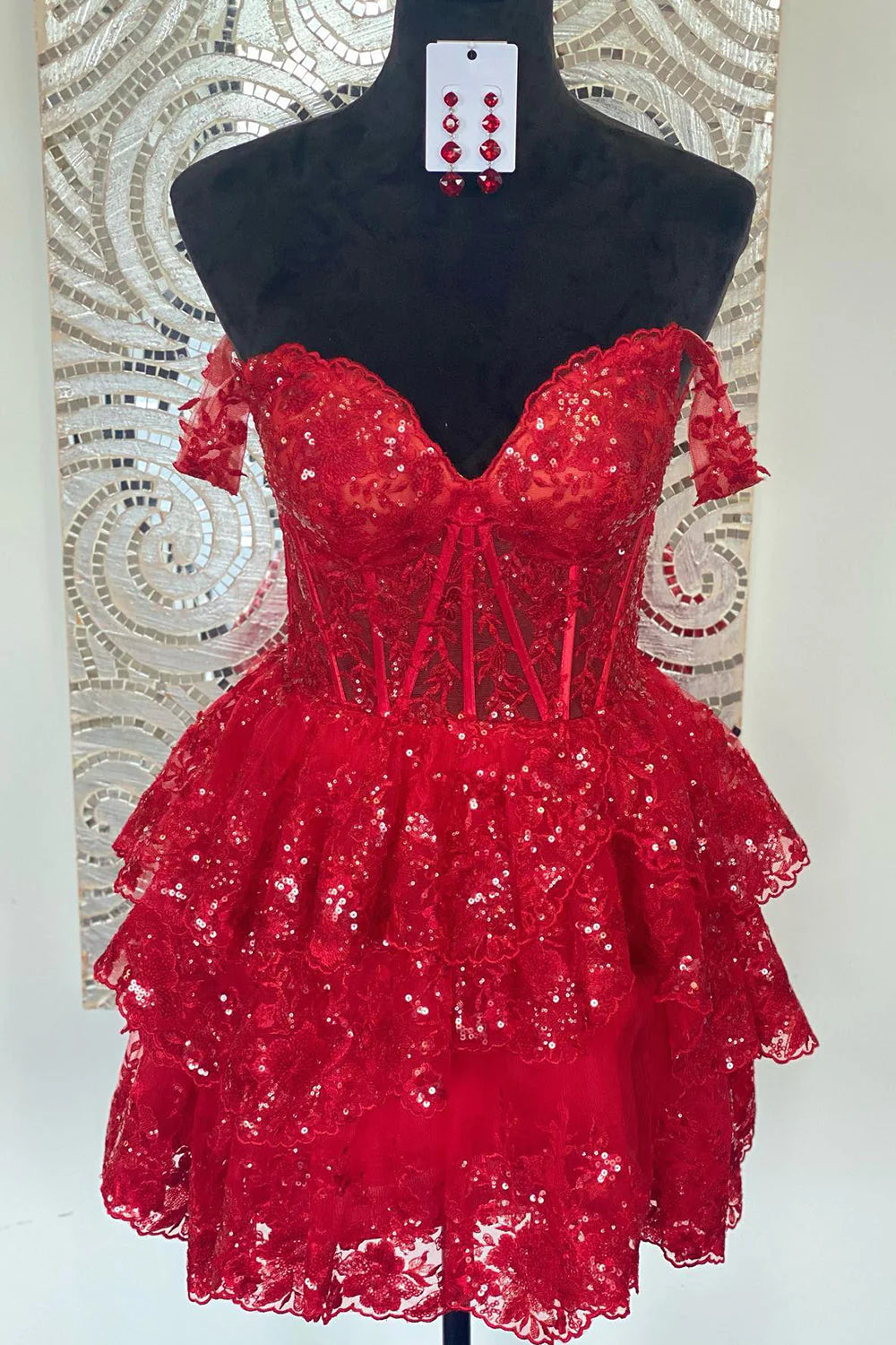 2023 New Style Luxury Sequin Lace Homecoming Dresses Off The Shoulder Mini Party Dress