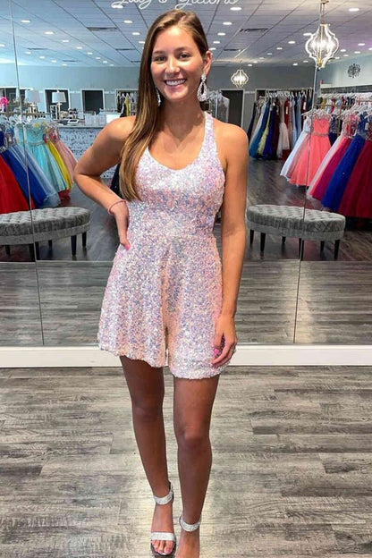 Cute Sequin A-Line Homecoming Dress