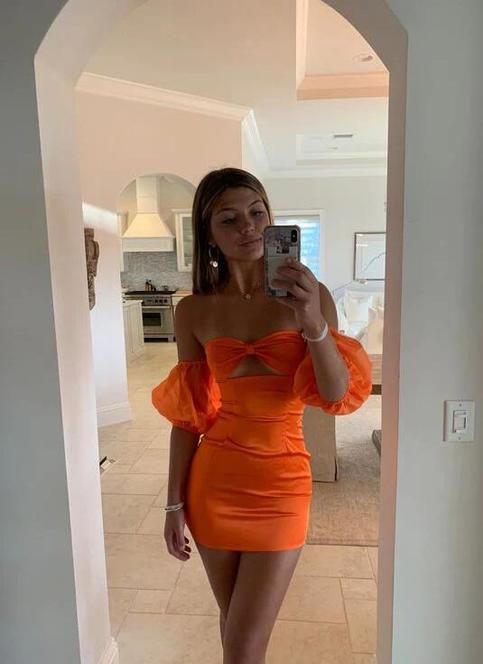 LTP1829,Sexy Orange Tight Homecoming Dresses, High Quality Satin Party Dress