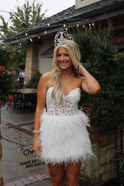 short prom dresses with feathers Spocket | Dropship