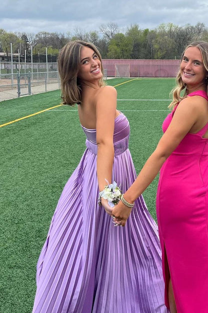 Twist Lavender Pleated A-line Prom Dress