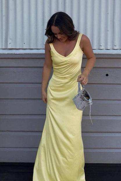 Green Cross Back Long Party Dress
