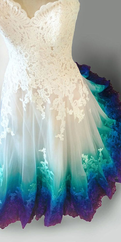 Colorful Ombr¨¦ Wedding Dress Ball Gown