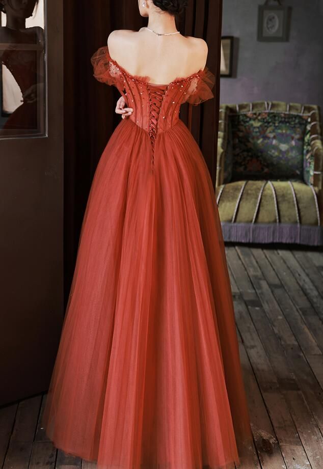 LTP1763,Charming Sweetheart Beaded Off Shoulder long Party Dresses, Tulle Evening Gow