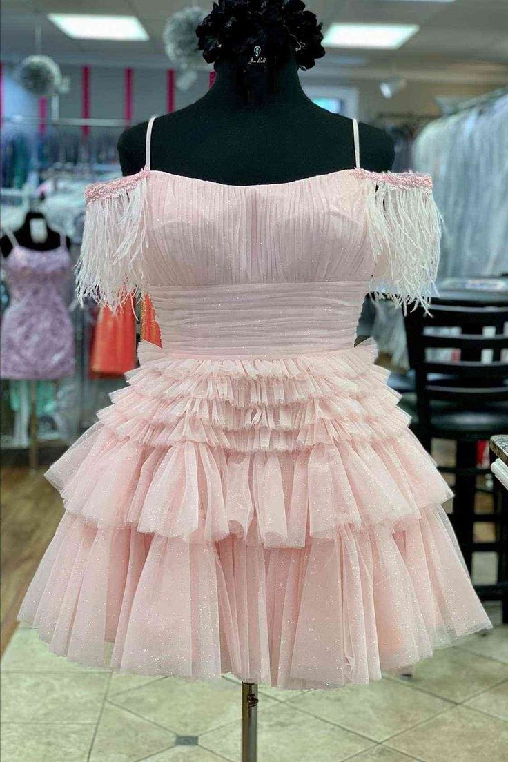 Baby Blue Tulle Off The Shoulder Multi Layers Homecoming Dress