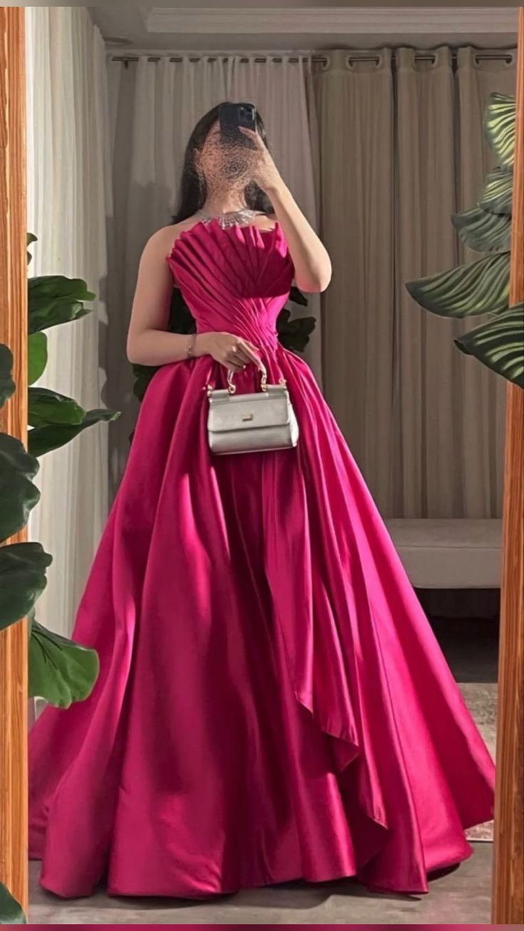 Fuchsia A-Line Floor Length Long Formal Prom Dress