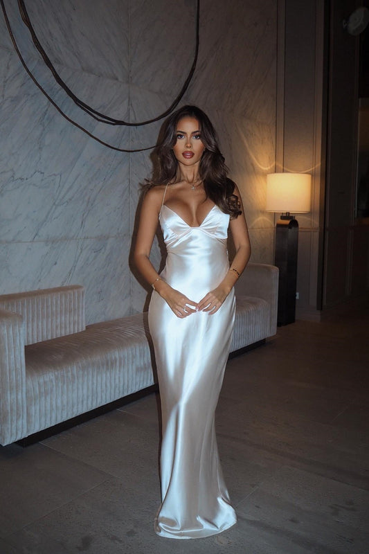 Charming Sheath Spaghetti Straps White Party Dress with Criss Cross Back
