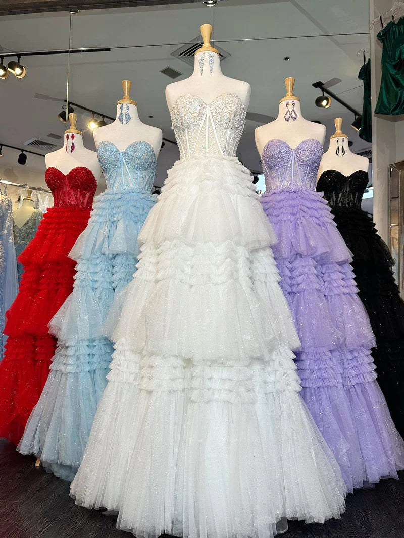 Fairy Prom Dresses, Strapless Prom Dress, Preppy Prom Dress, Queen Ball Gown