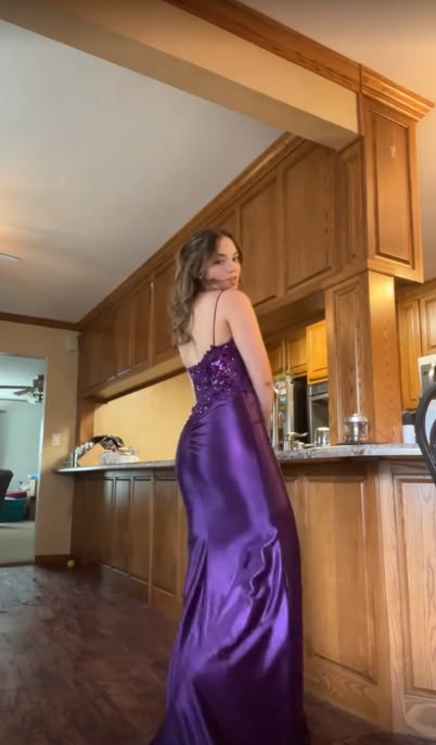 Purple V-Neck Appliques Lace Party Dress With Side Slit,LTP4518