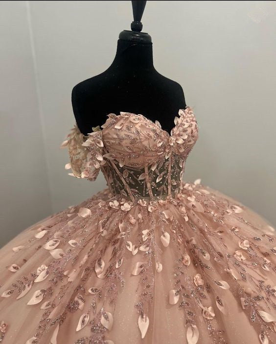Unique Sleeveless Light Pink Ball Gown Prom Evening Formal Dress