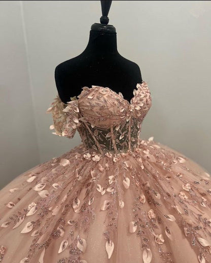 Unique Sleeveless Light Pink Ball Gown Prom Evening Formal Dress