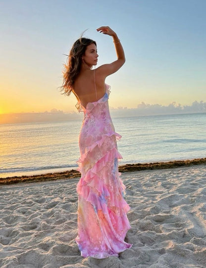 Romantic Spaghetti Straps V Neck Prom Dress,Charming Evening Dress