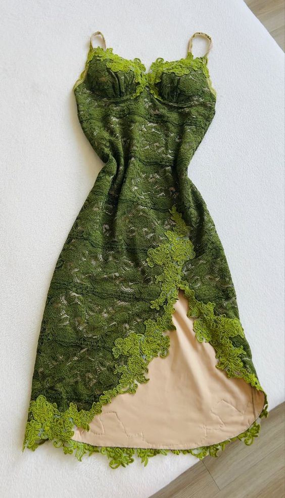 vintage green dress lace Prom Dresses