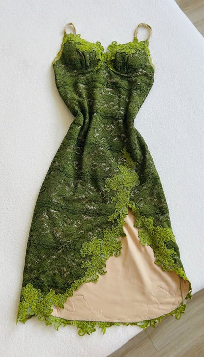 vintage green dress lace Prom Dresses