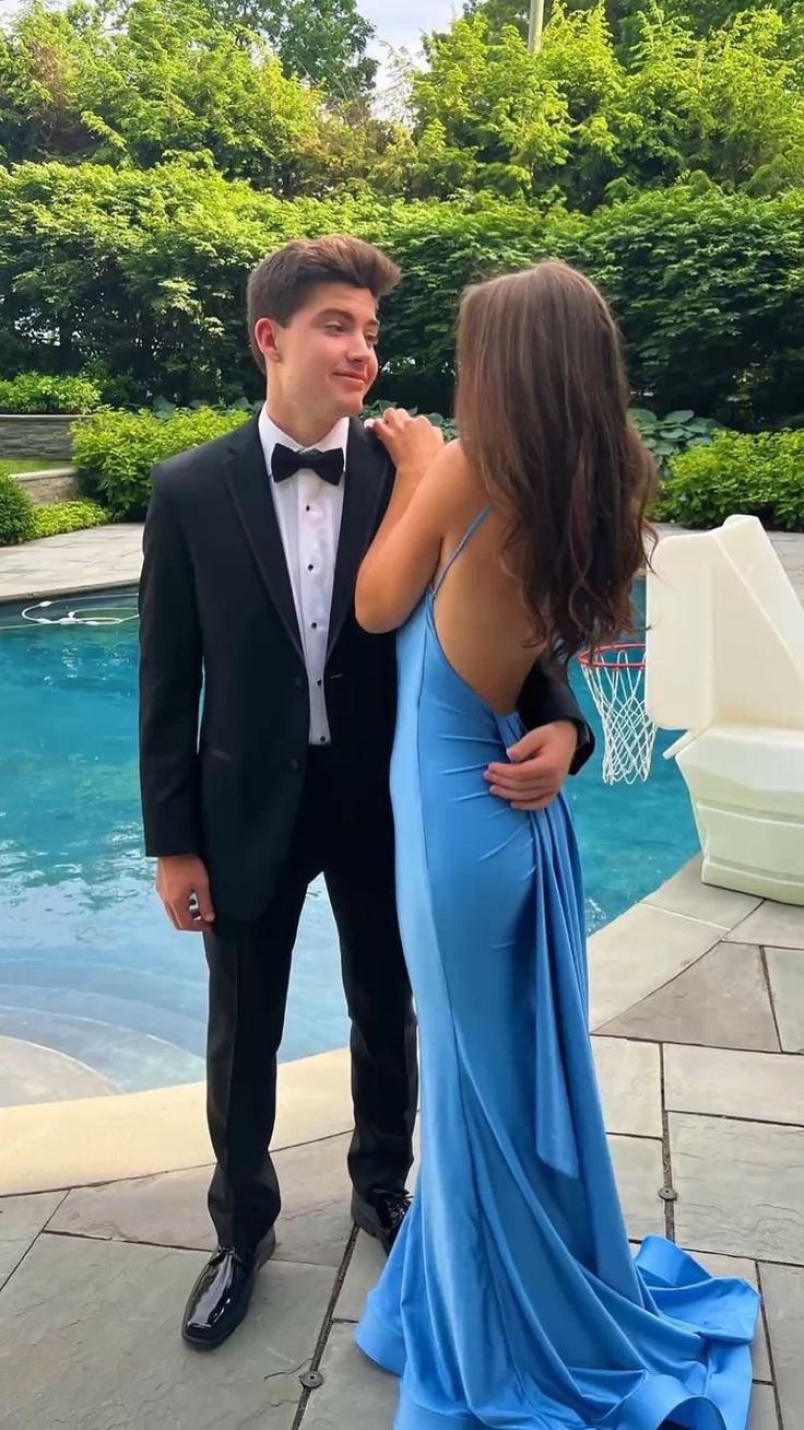 Sexy Blue Mermaid Prom Dresses,Open Back Long Evening Party Dress