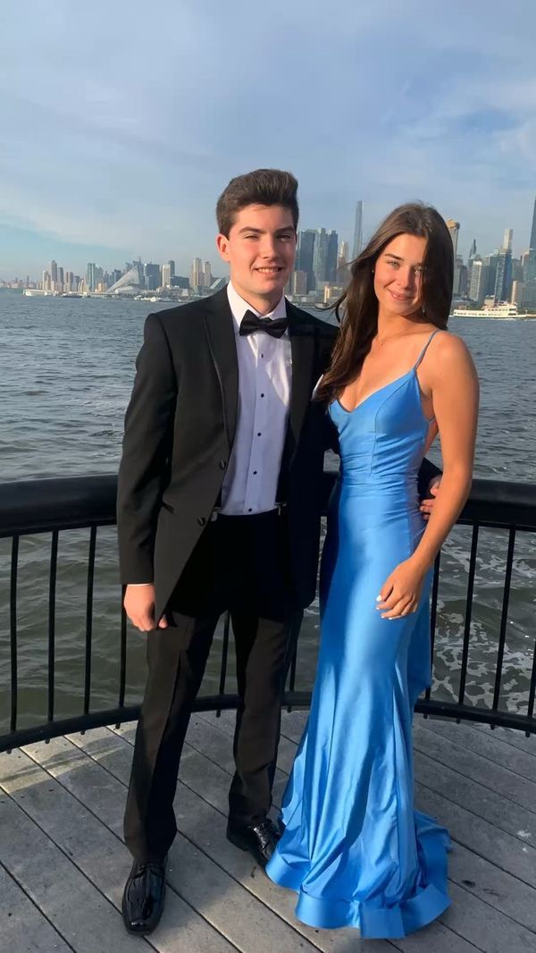 Sexy Blue Mermaid Prom Dresses,Open Back Long Evening Party Dress
