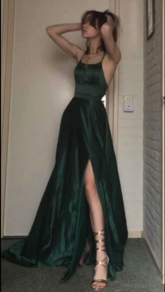 A line Dark Green Long Prom Dress,  Evening Dress