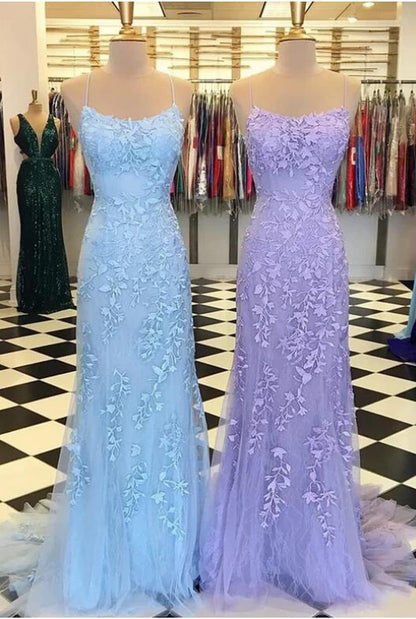 Custom Made Appliques Mermaid Lace Prom Dress