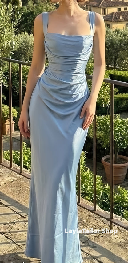 Baby Blue Straps Sheath Prom Dresses Long Party Dress,LTP4523