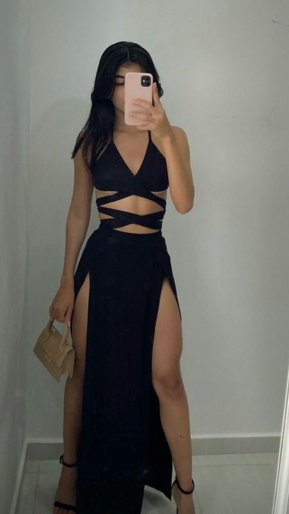 LTP1833,Sexy Prom Dresses, Cross Tie Sexy Homecoming Dresses Black Satin Party Dress