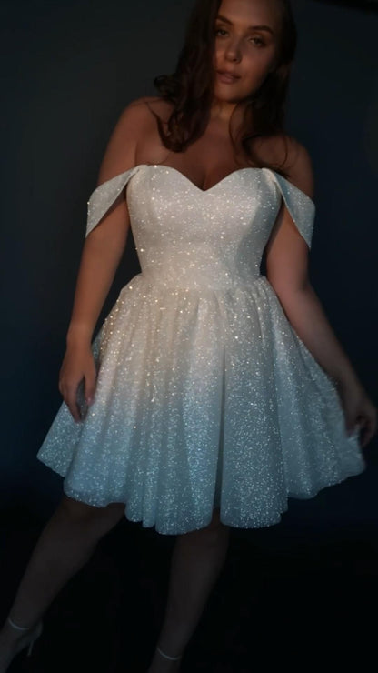 LTP1792,Shining White Sequined Homecoming Dresses, Short Birthday Ball Gown, Plus Size Hoco Dress