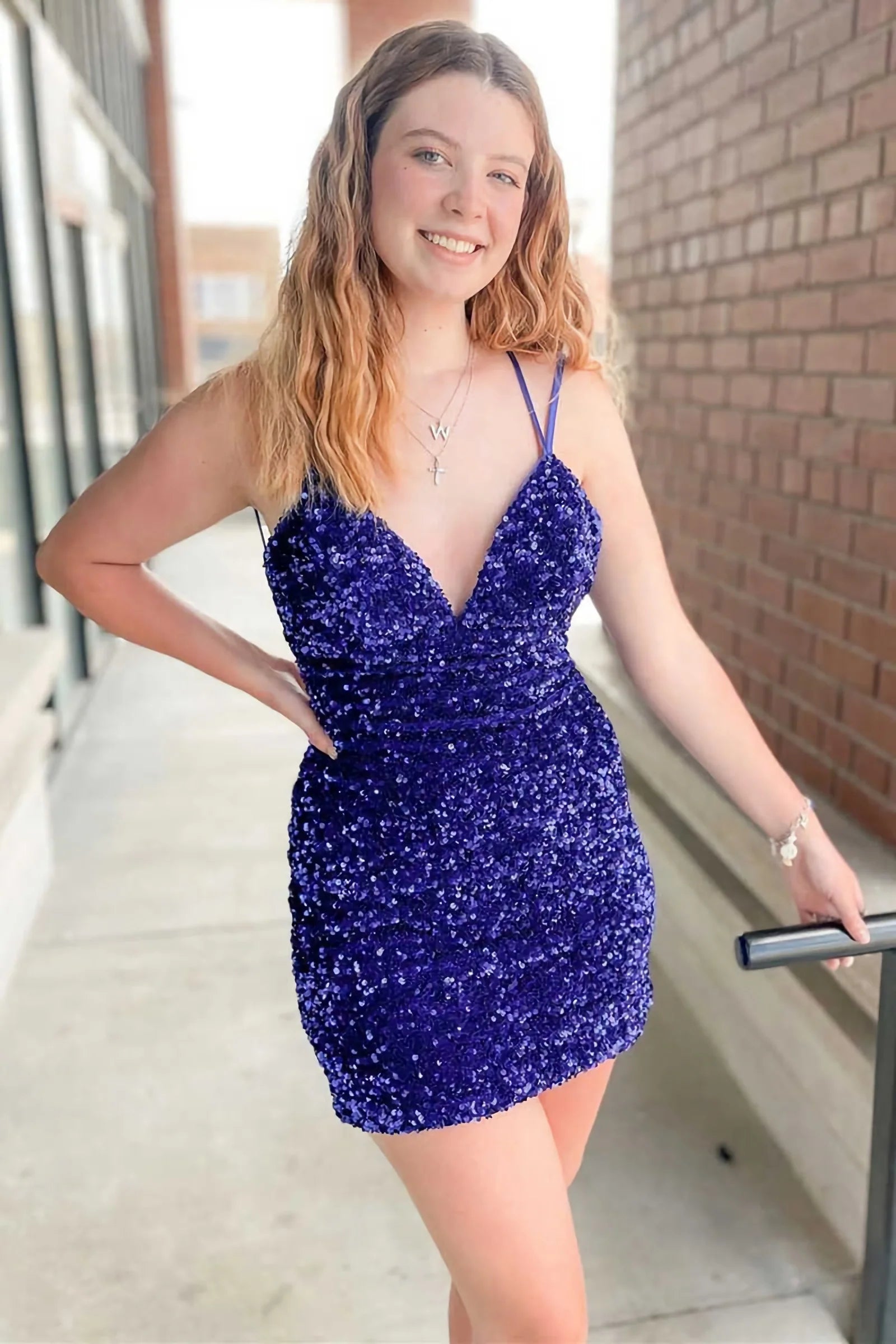 LTP1773,Blue Sequined Homecoming Dresses, Bodycon Cocktail Dress