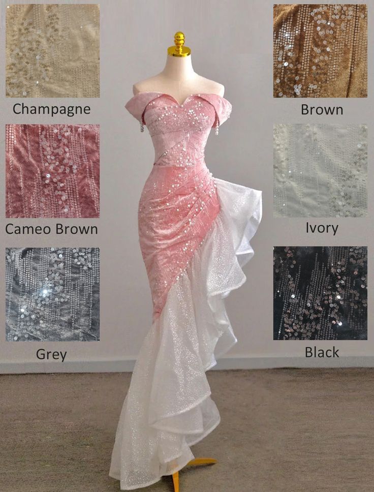Super Sweet Bodycon Party Dress Off The Shoulder Irregular Pink Glitter Prom Dresses,LTP4348