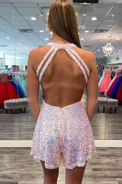 Cute Sequin A-Line Homecoming Dress
