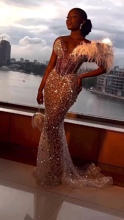 LTP1733, Unique Black Girl Prom Dresses, Sexy White Beaded Feather Lon Laylatailor Shop LTP1733, Unique Black Girl Prom Dresses, Sexy White Beaded Feather Lon Laylatailor Shop