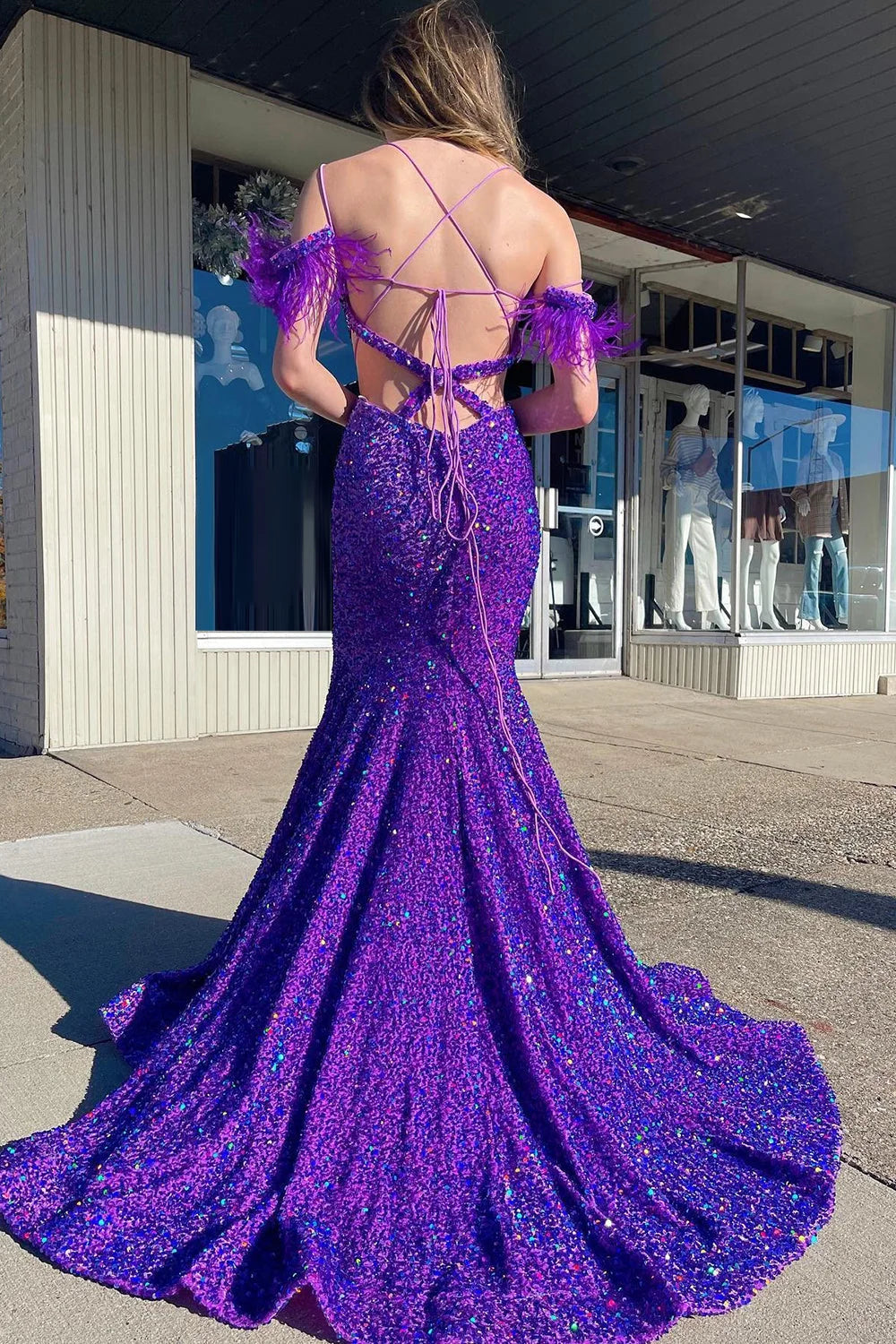 Sparkle Sequin Mermaid Off The Shoulder Prom Dress