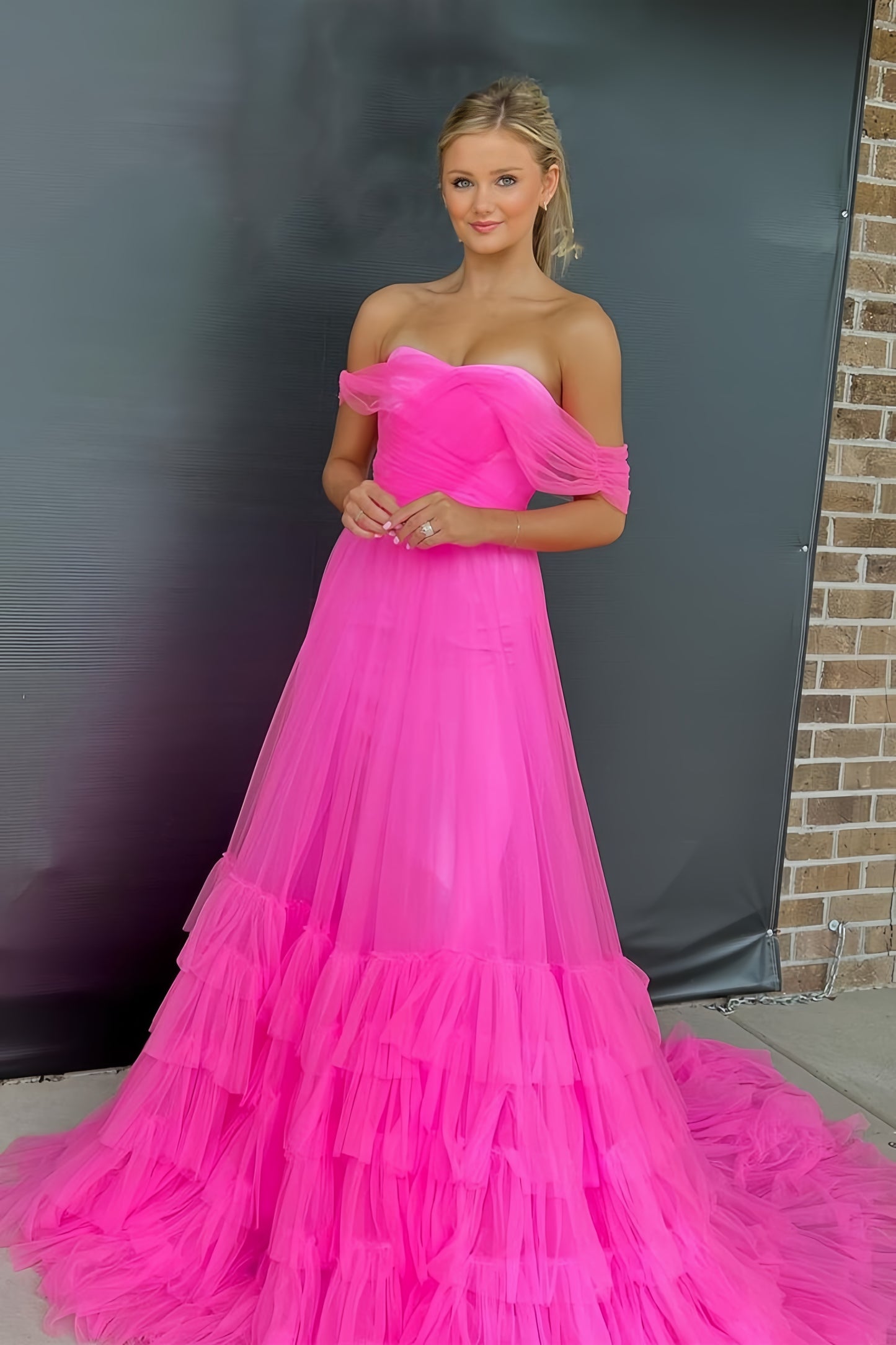 A-Line Tulle Evening Party Dress, Elegant Prom Dresses, LTP3436