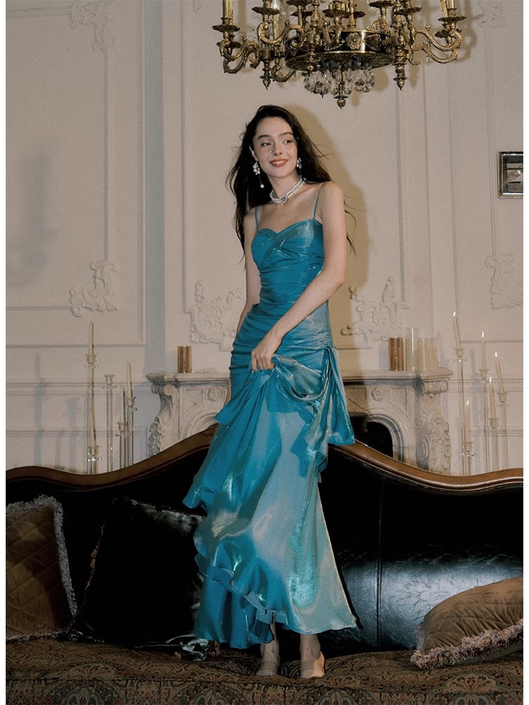 Chic Green Straps Sweetheart Long Formal Dress, Green Prom Dress Evening Dress