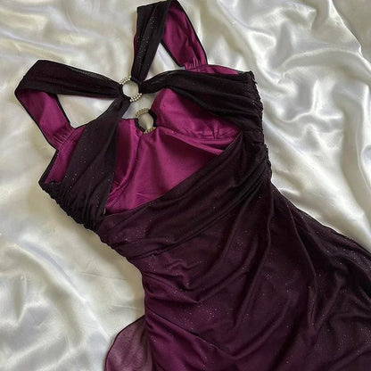 Affordable Dresses Under $160||Elegant Gradient Navy Blue Sheath Spaghetti Straps Sparkling Chiffon Prom Dress For Party,LTP4406