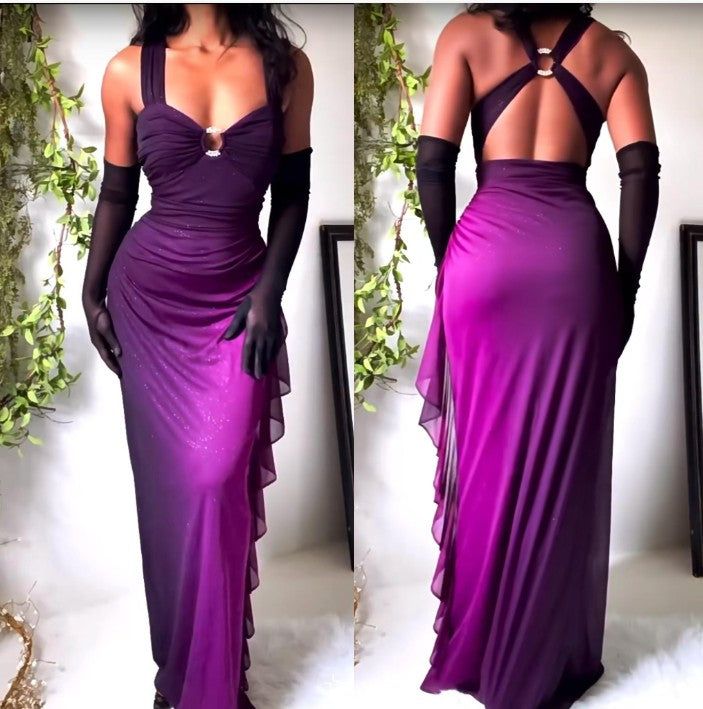 Affordable Dresses Under $160||Elegant Gradient Navy Blue Sheath Spaghetti Straps Sparkling Chiffon Prom Dress For Party,LTP4406