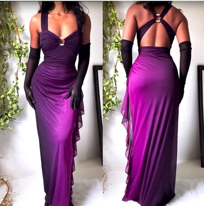 Affordable Dresses Under $160||Elegant Gradient Navy Blue Sheath Spaghetti Straps Sparkling Chiffon Prom Dress For Party,LTP4406