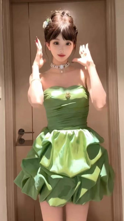 Apple Green Strapless Homecoming Dresses Short Prom Dress,LTP3933