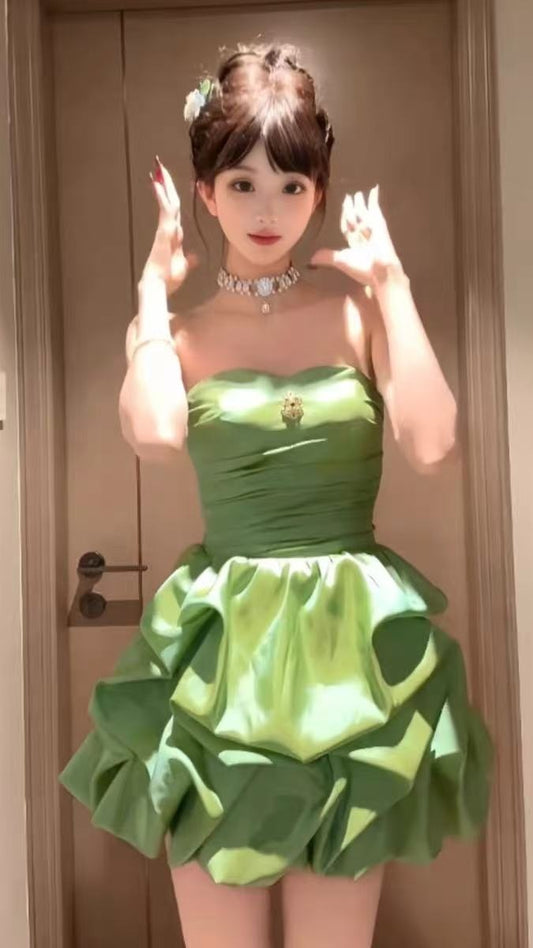 Apple Green Strapless Homecoming Dresses Short Prom Dress,LTP3933