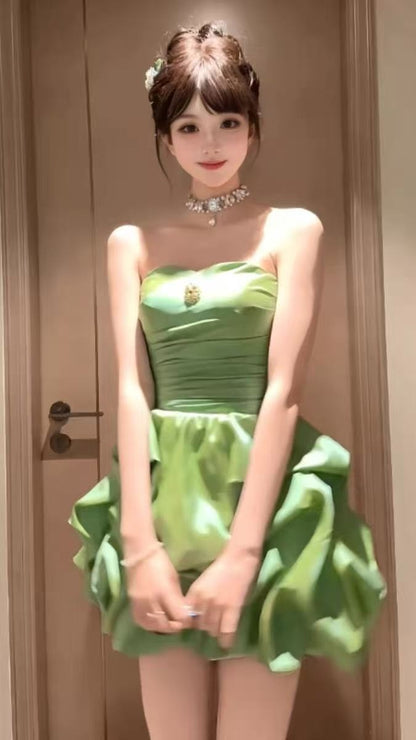 Apple Green Strapless Homecoming Dresses Short Prom Dress,LTP3933