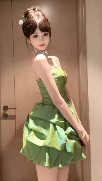 Apple Green Strapless Homecoming Dresses Short Prom Dress,LTP3933