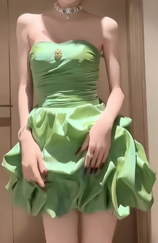 Apple Green Strapless Homecoming Dresses Short Prom Dress,LTP3933