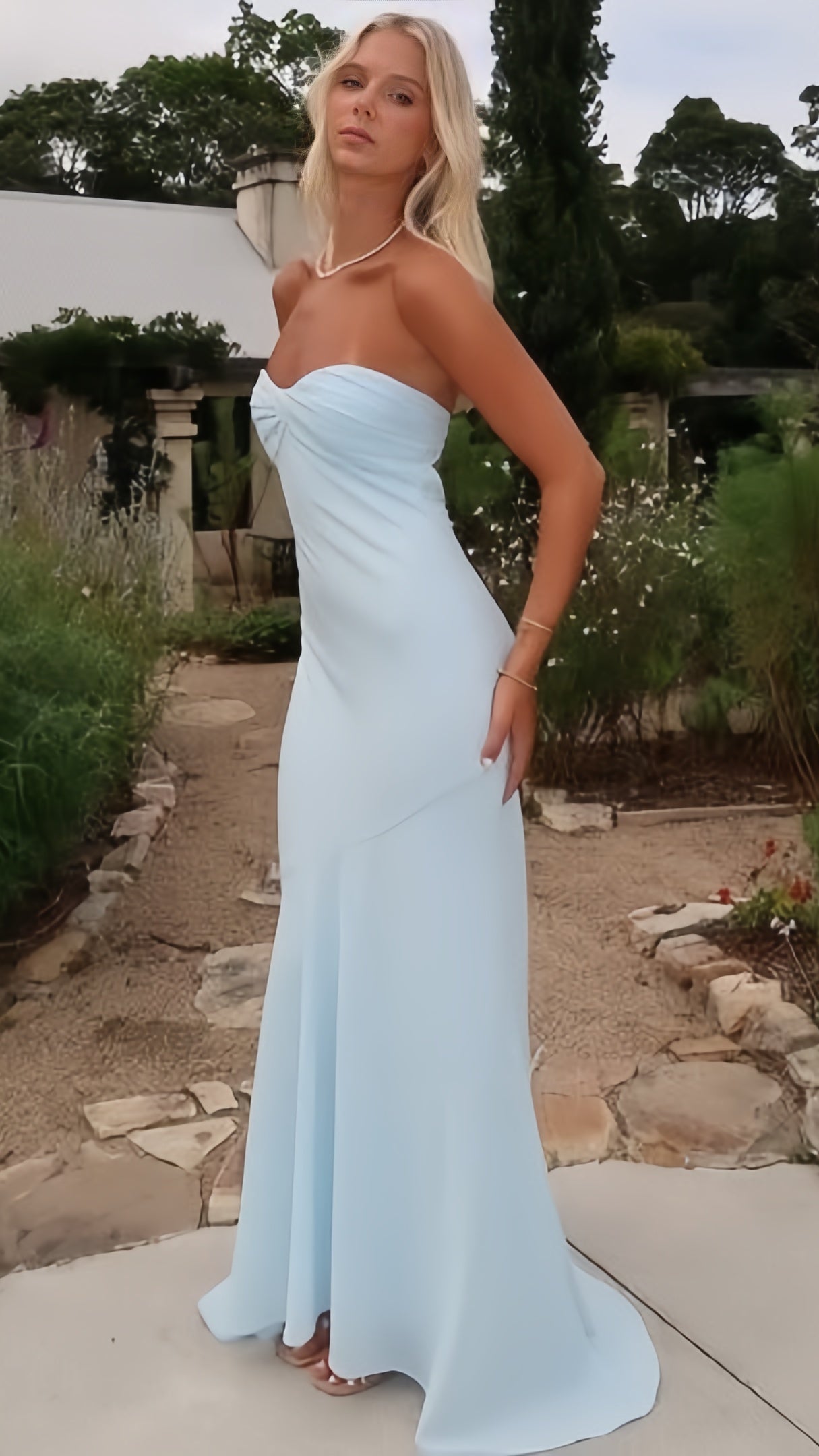 Baby Blue Mermaid Prom Dresses Chiffon Sweetheart Evening Party Dress,LTP4183