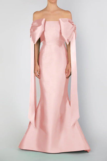 Baby Pink Mermaid Satin Long Prom Party Dresses,LTP4010